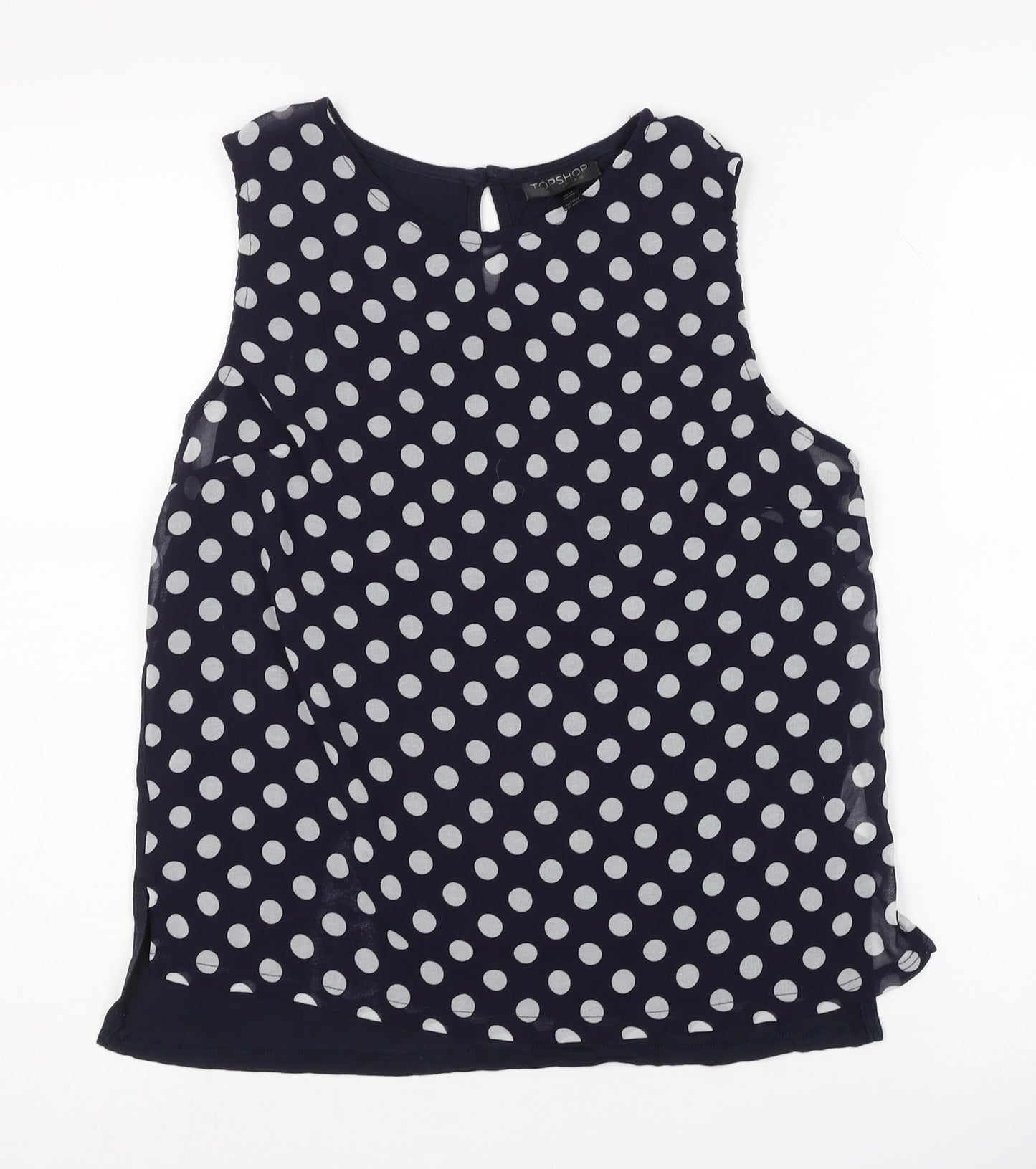 Topshop Women's Blue Polka Dot Blouse Size 10