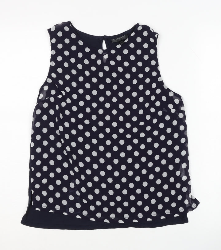 Topshop Women's Blue Polka Dot Blouse Size 10
