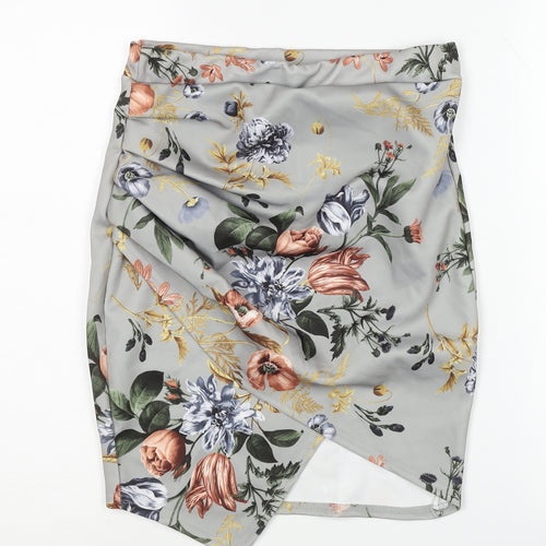 boohoo Women's Floral Pencil Skirt Size 12 Multicoloured