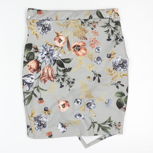 boohoo Women's Floral Pencil Skirt Size 12 Multicoloured