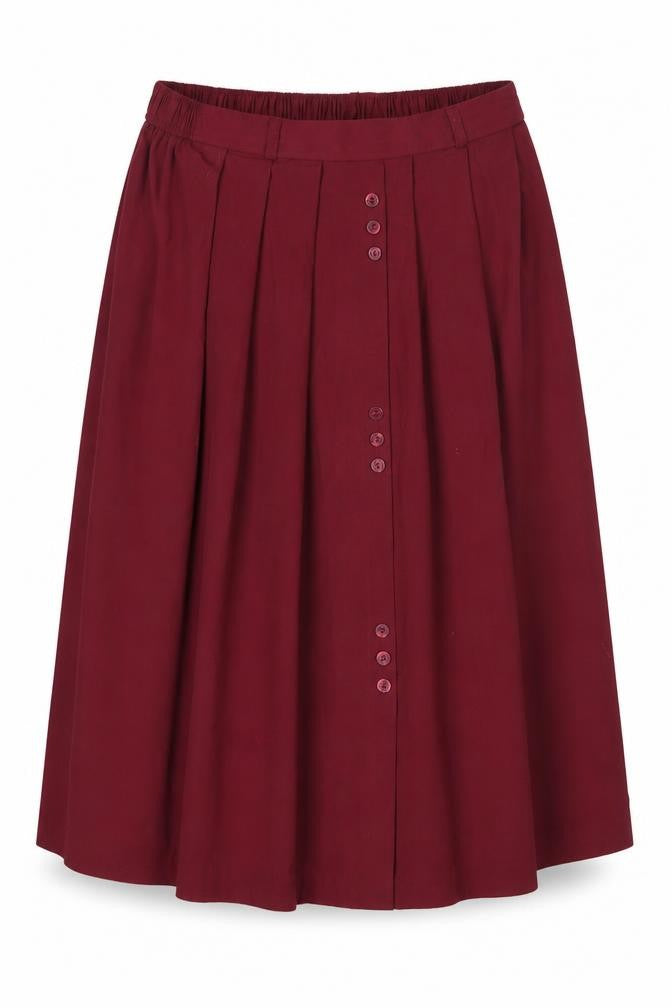 Front view of Berketex Women's Red Skirt, size 16, with Buttons