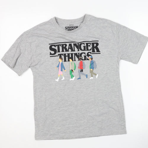 Boys M&S Grey Stranger Things T-Shirt, 11-12 Years, Regular Fit