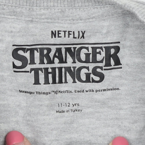 Boys M&S Grey Stranger Things T-Shirt, 11-12 Years, Regular Fit
