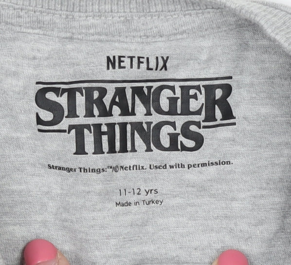 Boys M&S Grey Stranger Things T-Shirt, 11-12 Years, Regular Fit