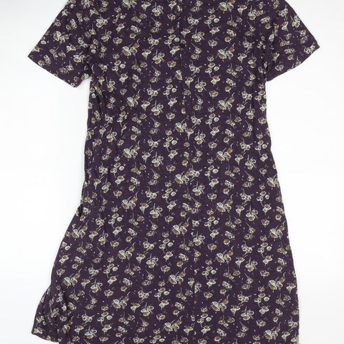 Fat Face Floral Purple Short Sleeve Dress - Size 8, Women