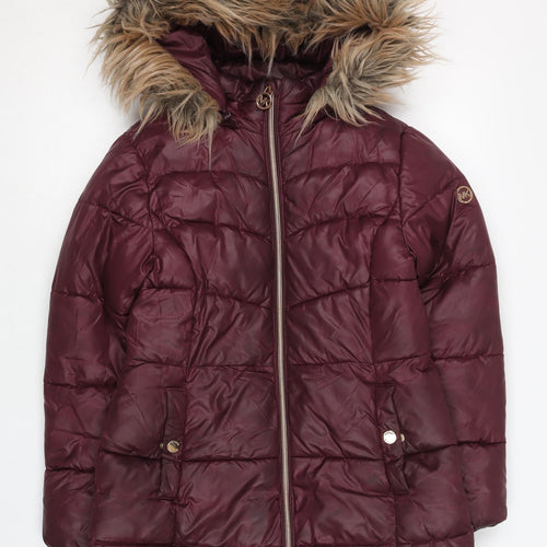 Michael Kors Girls Red Hooded Puffer Jacket Size 10-11