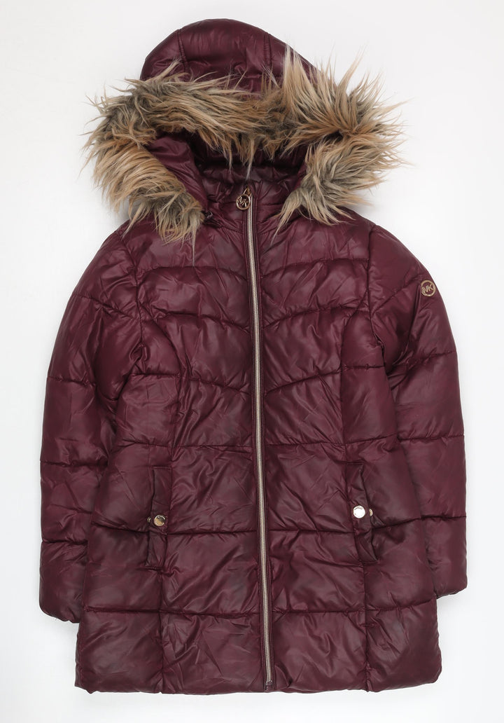 Michael Kors Girls Red Hooded Puffer Jacket Size 10-11
