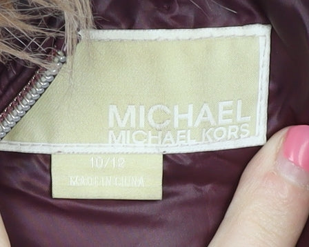 Michael Kors Girls Red Hooded Puffer Jacket Size 10-11