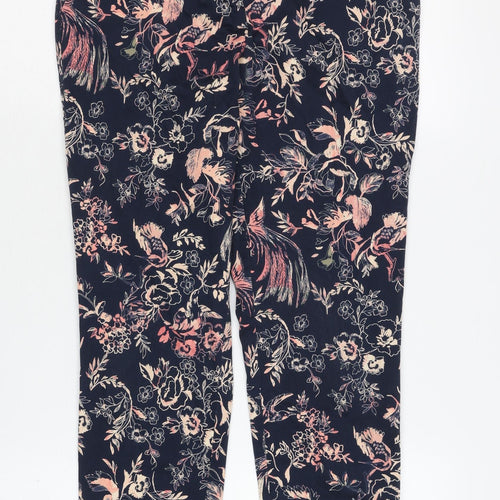 Noosnow Women's Blue Floral Trousers, Size 8