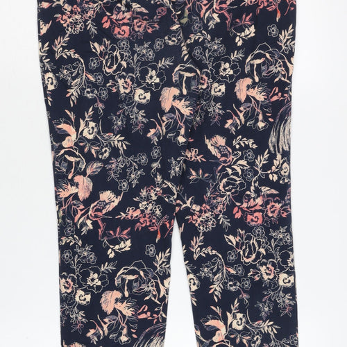 Noosnow Women's Blue Floral Trousers, Size 8