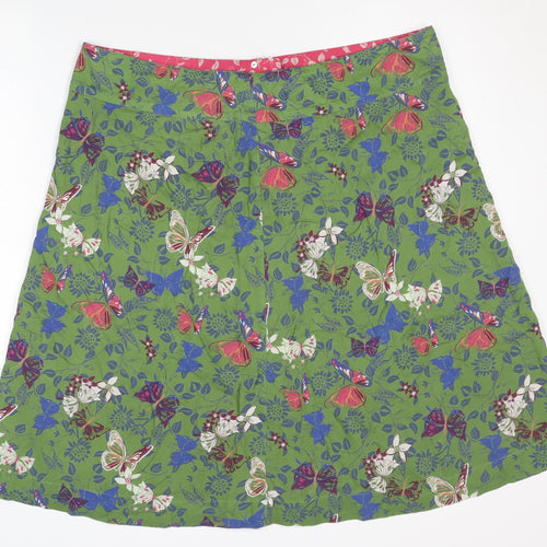 White Stuff Women's Green Floral A-Line Skirt Size 18