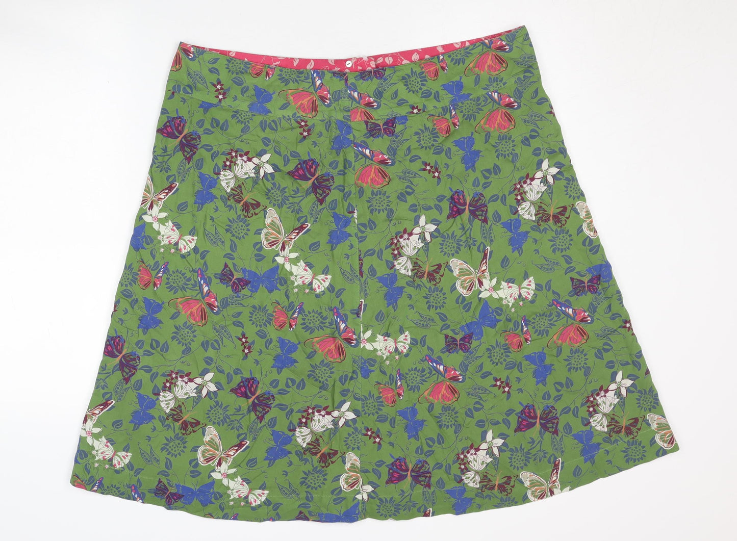 White Stuff Women's Green Floral A-Line Skirt Size 18