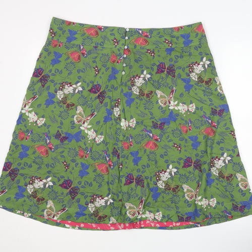 White Stuff Women's Green Floral A-Line Skirt Size 18