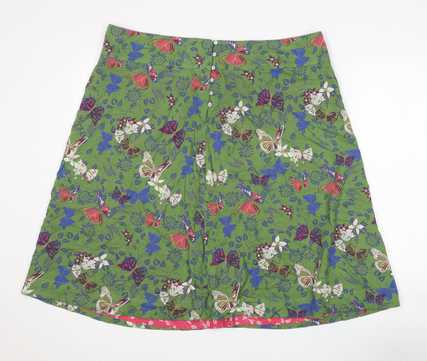 White Stuff Women's Green Floral A-Line Skirt Size 18