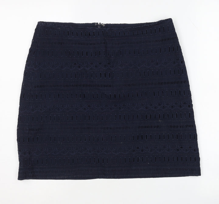 GAP Women's Blue Pencil Skirt Size 6 Embroidered