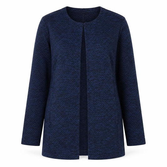 Front view of Olsen Women's Blue Cardigan, size 12, Round Neck