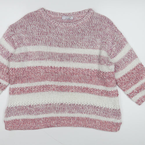 Marks and Spencer Women's Red Striped Knit Pullover Jumper Size 14