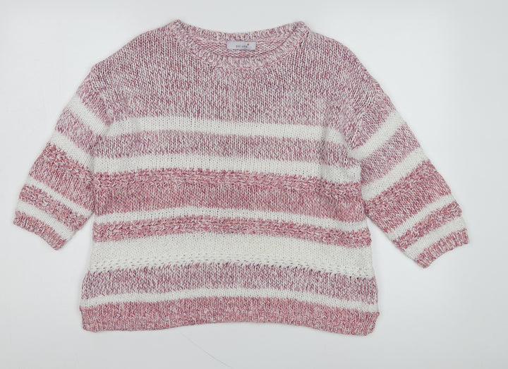 Marks and Spencer Women's Red Striped Knit Pullover Jumper Size 14