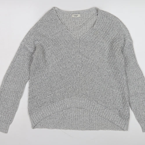 Jacqueline de Yong Women's Grey V-Neck Pullover XS