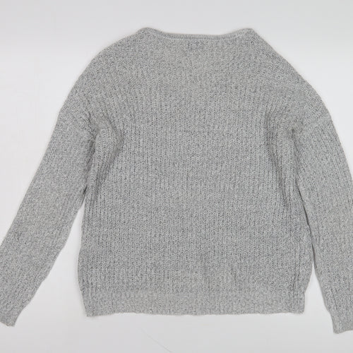 Jacqueline de Yong Women's Grey V-Neck Pullover XS
