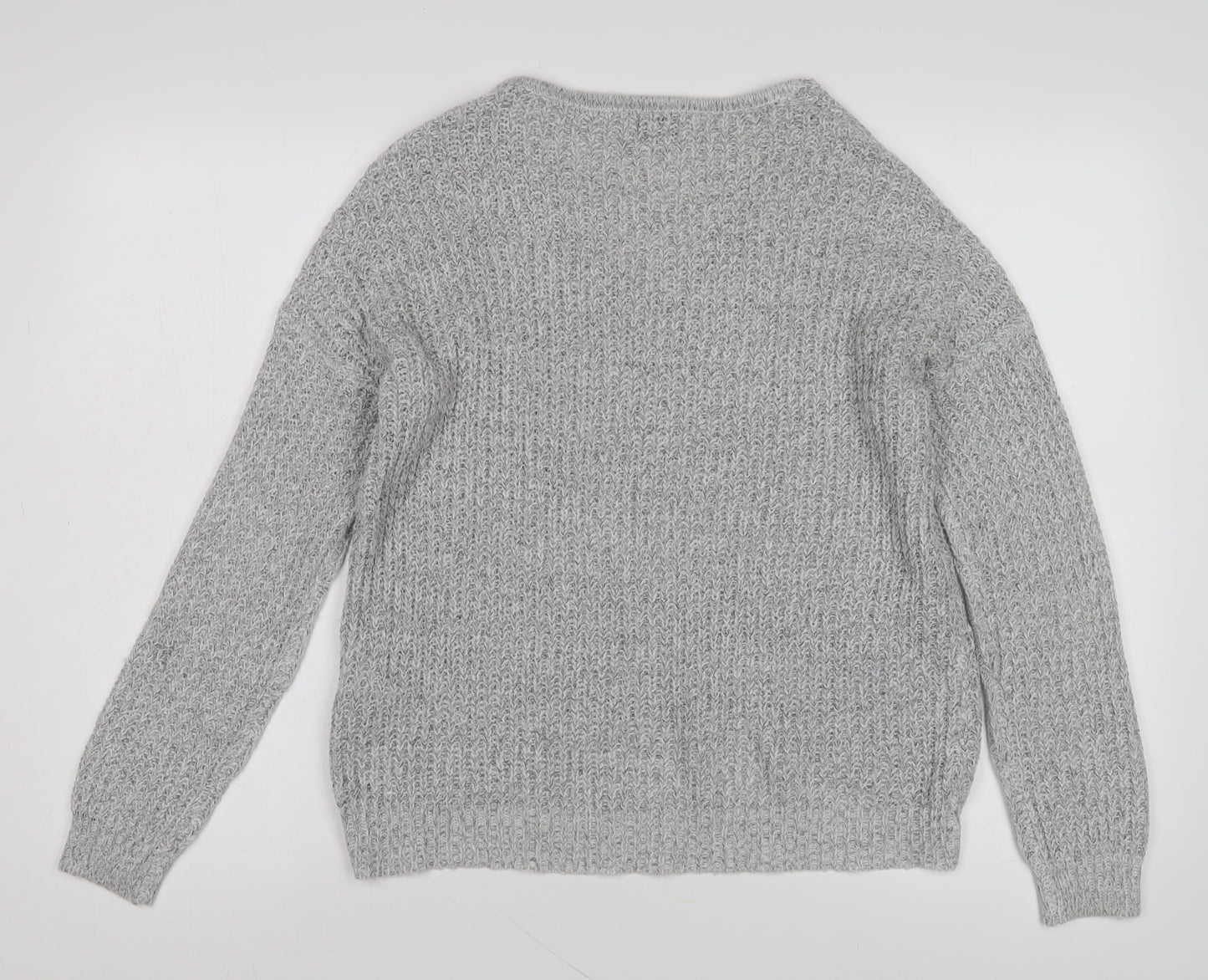 Jacqueline de Yong Women's Grey V-Neck Pullover XS