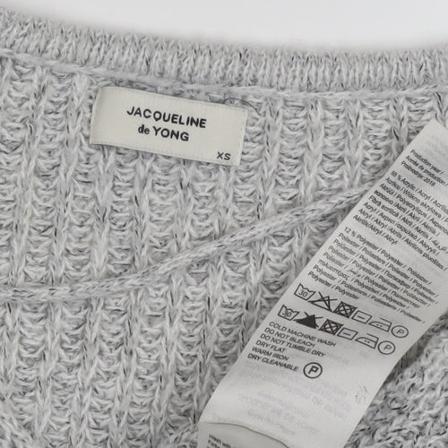 Jacqueline de Yong Women's Grey V-Neck Pullover XS