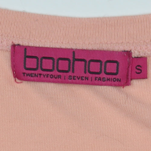 Boohoo Pink V-Neck Cold Shoulder Knit Jumper S