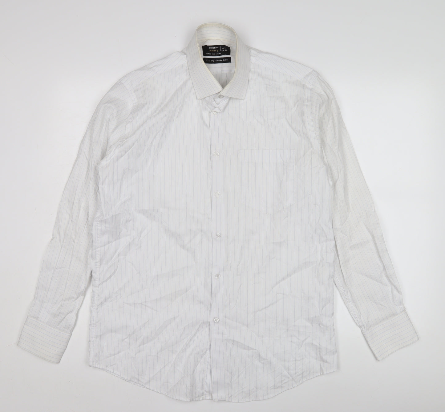 Diner's Men's White Pinstripe Dress Shirt 15.5