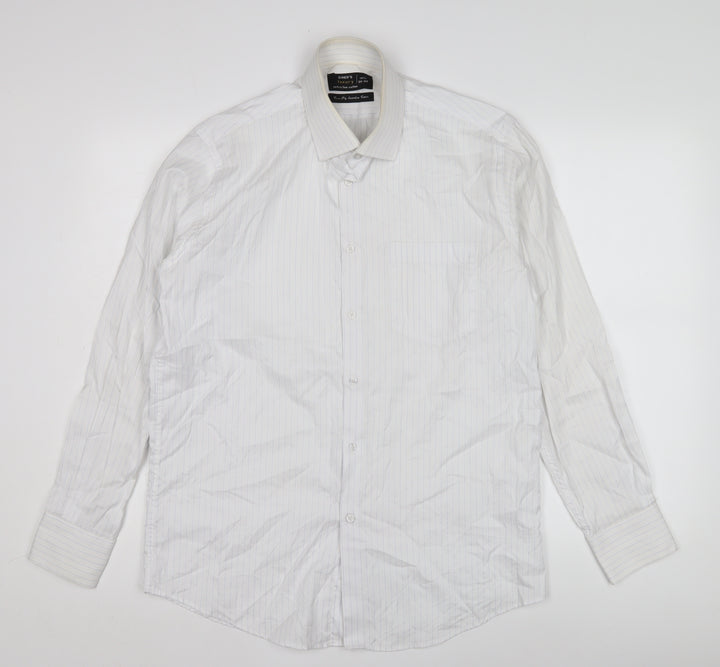 Diner's Men's White Pinstripe Dress Shirt 15.5