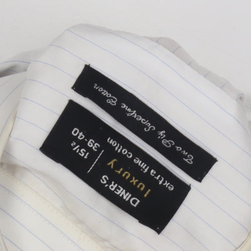Diner's Men's White Pinstripe Dress Shirt 15.5