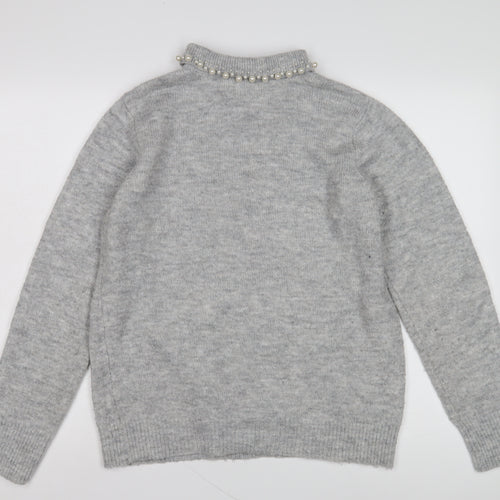 M&Co Women's Grey Collared Jumper Size 10