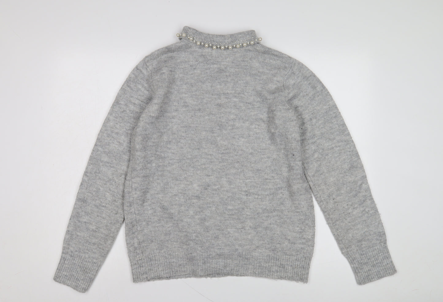 M&Co Women's Grey Collared Jumper Size 10