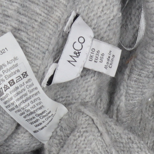 M&Co Women's Grey Collared Jumper Size 10
