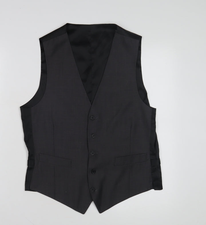 Marks & Spencer Men's Grey Wool Waistcoat, Size Small 36-38"