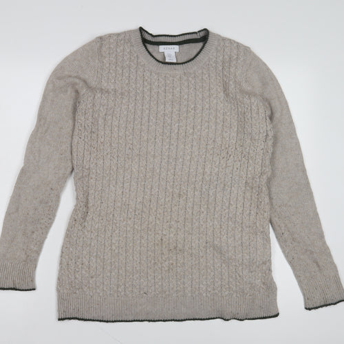 Kenar Women's Beige Cable-Knit Crew Neck Pullover Jumper M