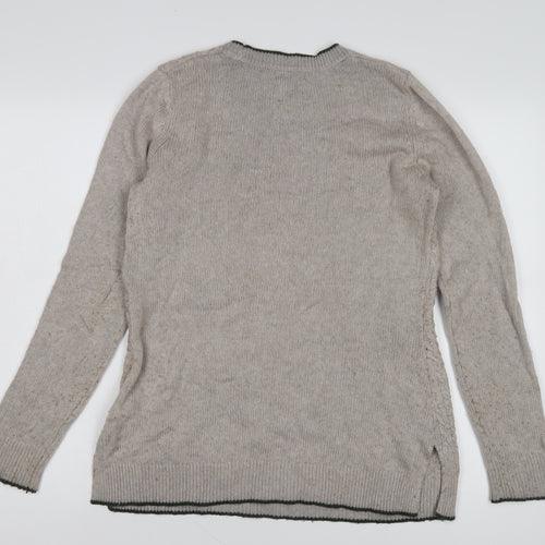 Kenar Women's Beige Cable-Knit Crew Neck Pullover Jumper M