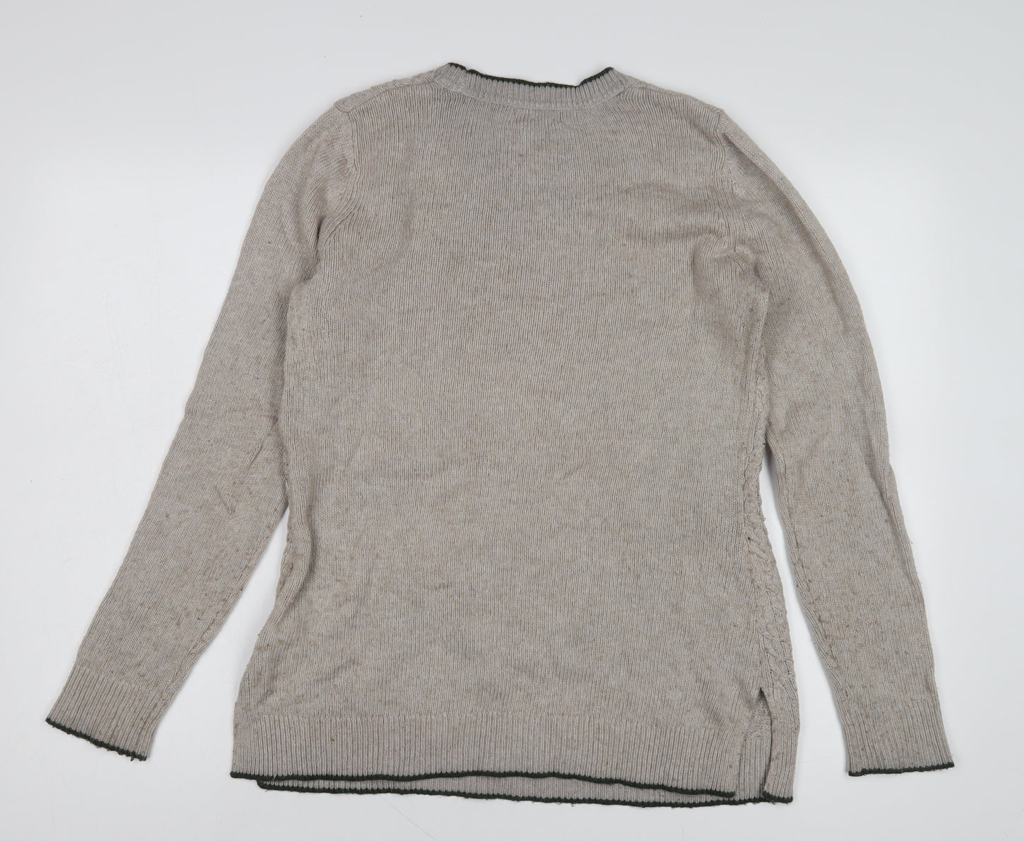 Kenar Women's Beige Cable-Knit Crew Neck Pullover Jumper M
