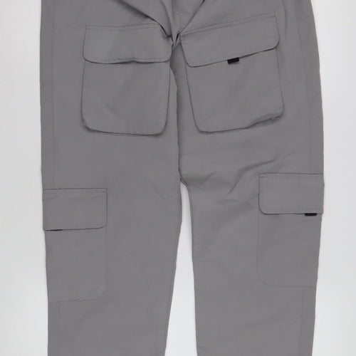 MCMXCV Women's Grey Cargo Trousers, M, Casual Elastic Waist