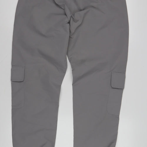 MCMXCV Women's Grey Cargo Trousers, M, Casual Elastic Waist
