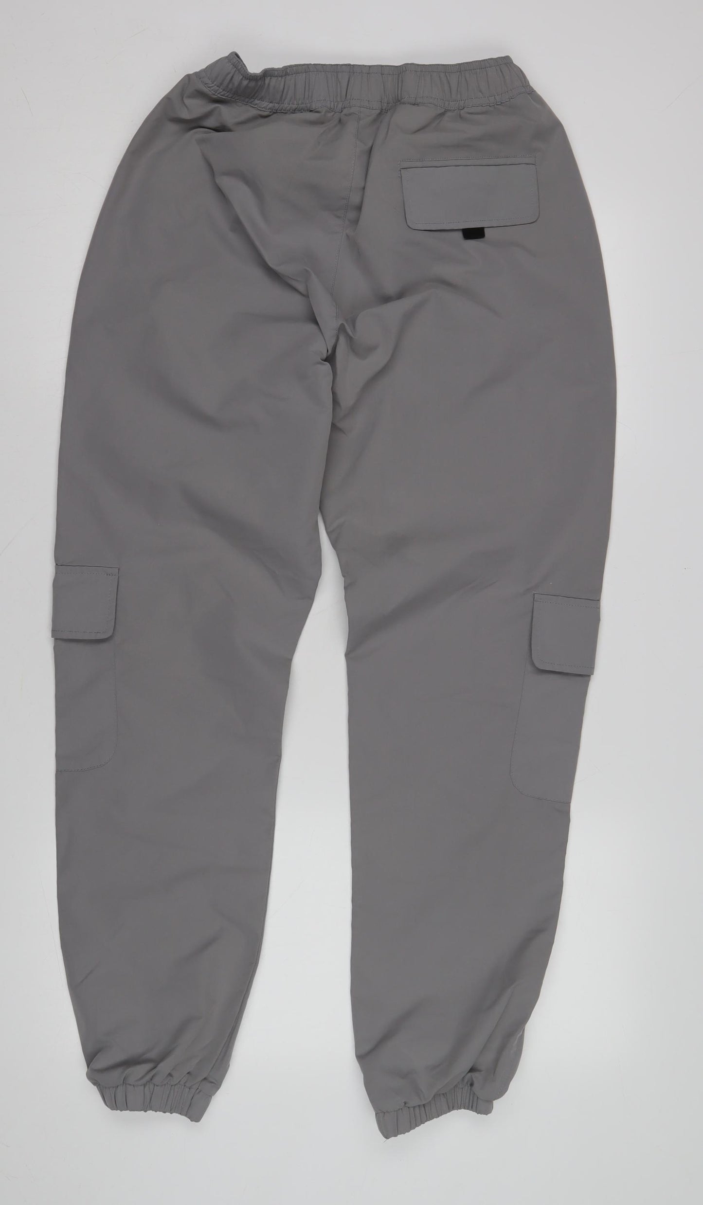 MCMXCV Women's Grey Cargo Trousers, M, Casual Elastic Waist