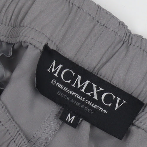 MCMXCV Women's Grey Cargo Trousers, M, Casual Elastic Waist