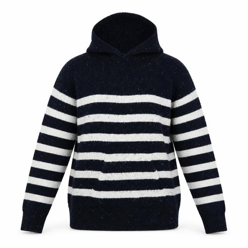 Marks and Spencer Women's Black Striped Knit Hoodie M