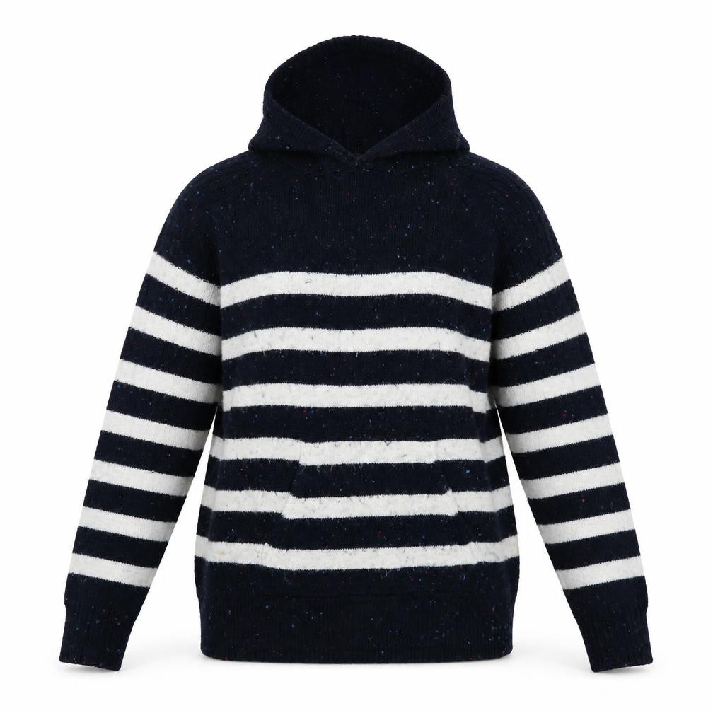Marks and Spencer Women's Black Striped Knit Hoodie M