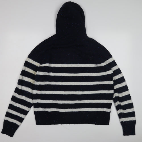 Marks and Spencer Women's Black Striped Knit Hoodie M