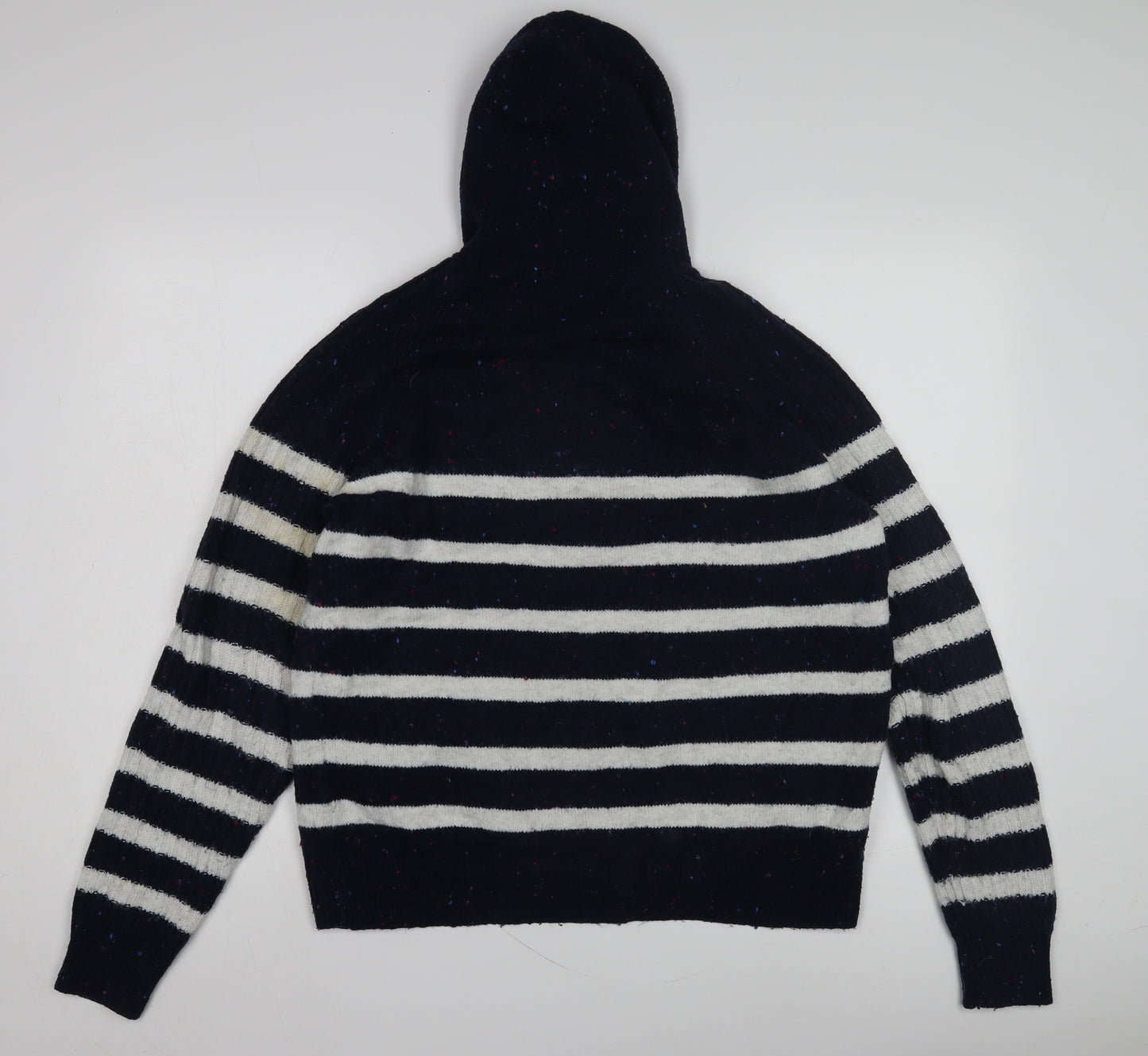Marks and Spencer Women's Black Striped Knit Hoodie M