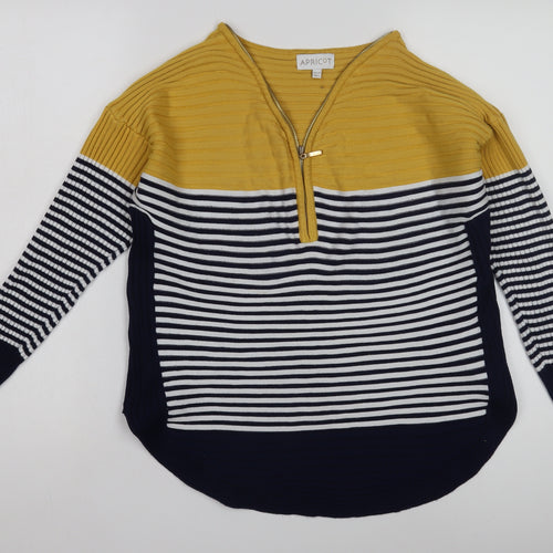 Apricot Women's Multicoloured Stripe Full Zip Jumper L