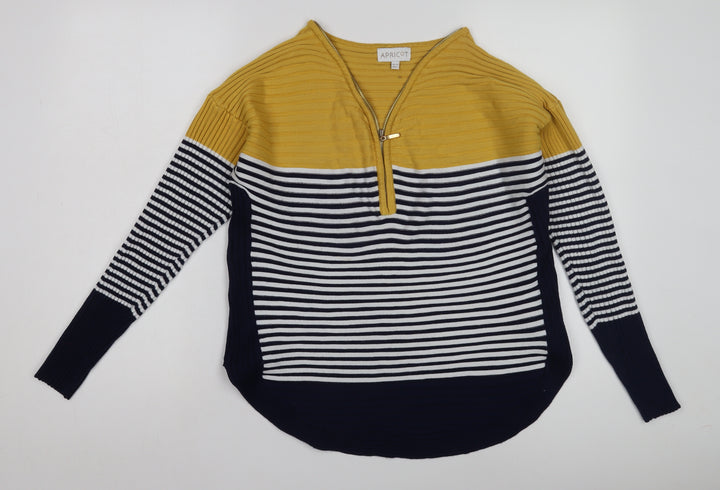 Apricot Women's Multicoloured Stripe Full Zip Jumper L
