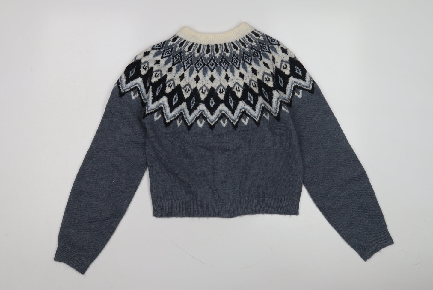 H&M Women's Blue Fair Isle Pattern Cardigan XS