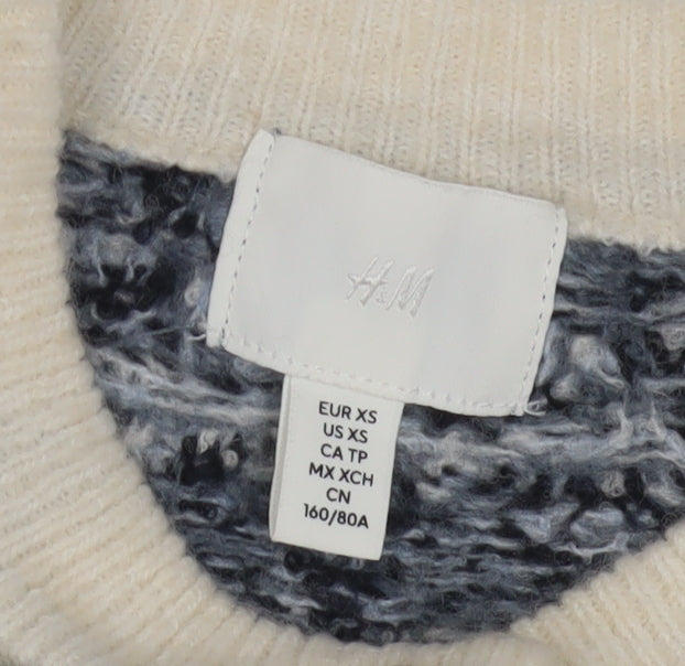 H&M Women's Blue Fair Isle Pattern Cardigan XS