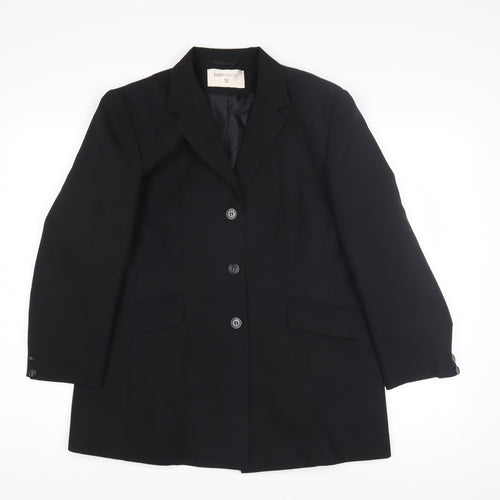 Bonmarché Women's Black Blazer Size 16 Button Closure